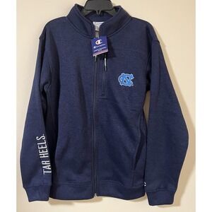 Champion Carolina Tar Heels UNC Basketball Full Zip Blue Sweatshirt Mens Small